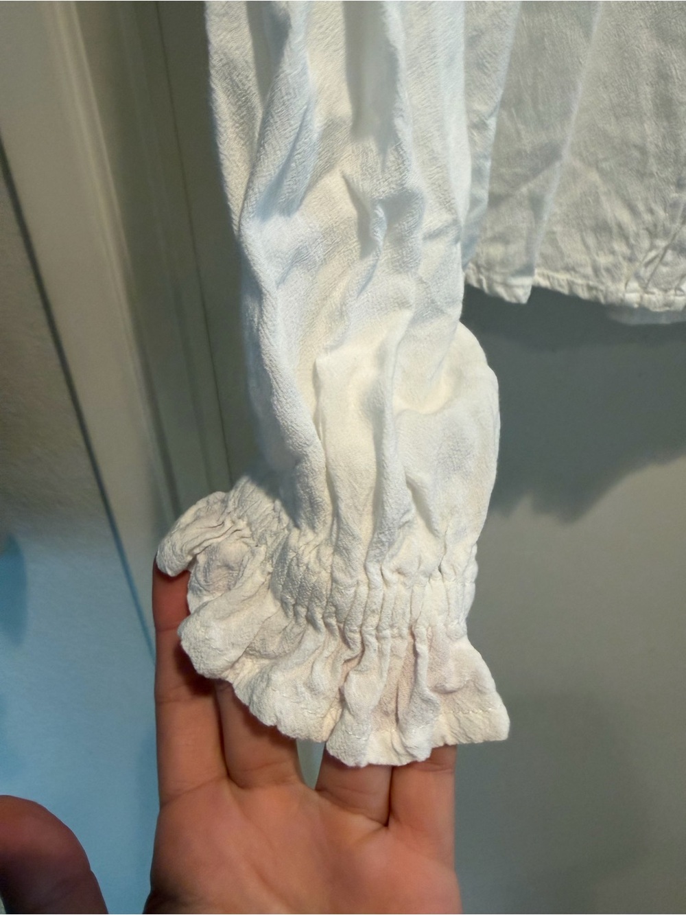 Cleobella White Ruffle Button Blouse - Picture 3 of 4